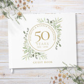 50ste Jubileum voor bruiloft Gold Greenery Waterve Gastenboek