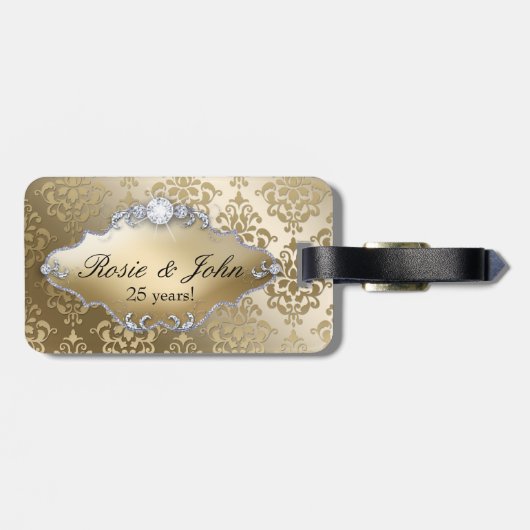 50ste Jubileum voor bruiloft Golden Damask Bagagelabel (Achterkant horizontaal)