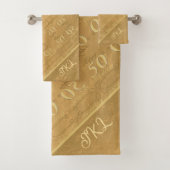 50ste Jubileum voor bruiloft Golden Ochre Towel Bad Handdoek (Insitu)