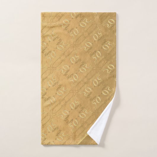50ste Jubileum voor bruiloft Golden Ochre Towel Bad Handdoek (Handdoek)
