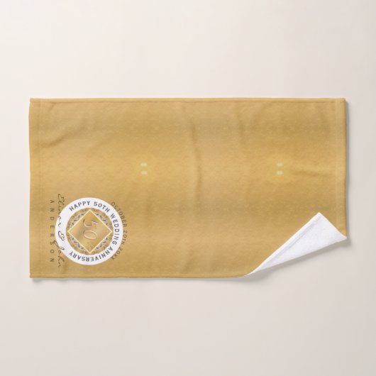 50ste Jubileum voor bruiloft Golden Ochre Towel Bad Handdoek (Handdoek)