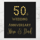 50ste Jubileum voor bruiloft Golden Wedding Parent Wijn Etiket (Enkel label)