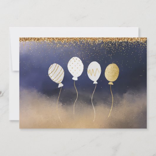 50ste Jubileum voor bruiloft, goud, blauw, wit Kaart (Achterkant)