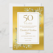 50ste Jubileum voor bruiloft Greenery Gold Foil Save The Date (Voorkant)