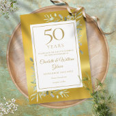 50ste Jubileum voor bruiloft Greenery Gold Foil Save The Date