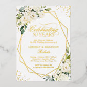 50ste Jubileum voor bruiloft Greenery Gold Geometr Folie Uitnodiging (Voorkant)