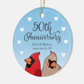 50ste Jubileum voor bruiloft, kardinaal haar Keramisch Ornament (Links)