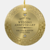 50ste Jubileum voor bruiloft Lijst van fijn Floral Keramisch Ornament (Achterkant)