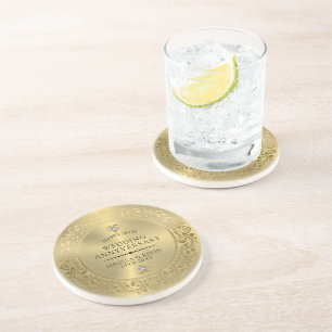 50ste Jubileum voor bruiloft Lijst van fijn Floral Zandsteen Onderzetter