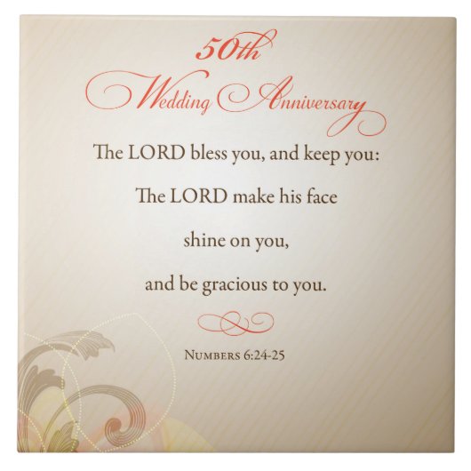 50ste Jubileum voor bruiloft, Religieuze Lord Bles Tegeltje (Voorkant)