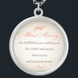50ste Jubileum voor bruiloft, Religieuze Lord Bles Zilver Vergulden Ketting<br><div class="desc">Ik wens een paar felicitaties voor hun 50ste of gouden trouwdag. Schrift zegen van "De Heer zegent en houdt u" zal een schat zijn en een mooie herinnering aan hun voortdurende Christelijke liefde. Pas aan met hun naam en datum. Bekijk veel coördinerende cadeautjes door een Zazzle zoektocht uit te voeren...</div>