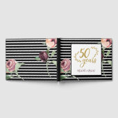 50ste Jubileum voor bruiloft Rood Rose Gold Glitte Gastenboek (Volledig)