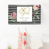 50ste Jubileum voor bruiloft Rood Rose Gold Glitte Spandoek (Insitu)