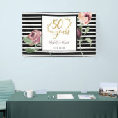 50ste Jubileum voor bruiloft Rood Rose Gold Glitte Spandoek (Beurs)