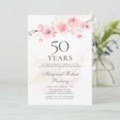 50ste Jubileum voor bruiloft Roze Cherry Blossom Kaart (Staand voorkant)