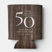 50ste Jubileum voor bruiloft Rustic Wood Blikjeskoeler (Achterkant)