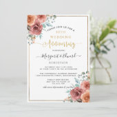 50ste Jubileum voor bruiloft, Stusty Blue Peach Fl Kaart (Staand voorkant)