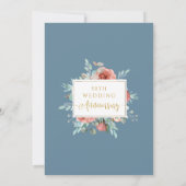 50ste Jubileum voor bruiloft, Stusty Blue Peach Fl Kaart (Achterkant)