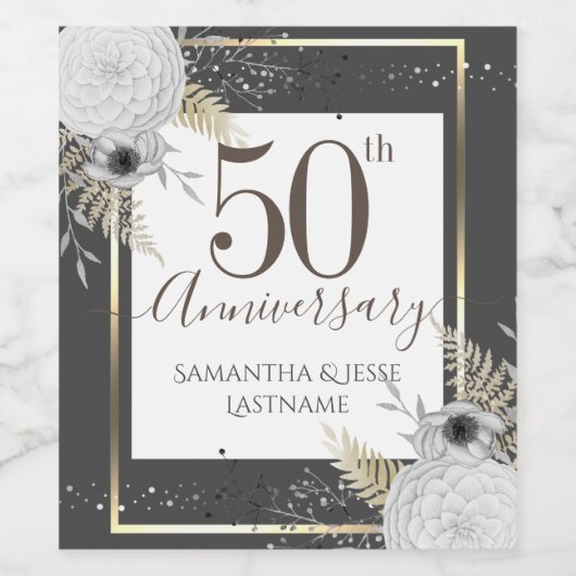 50ste Jubileum voor bruiloft Wijn Etiket (Enkel label)