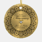 50ste Jubileum voor bruiloft zwartMandala op goud Keramisch Ornament (Voorkant)