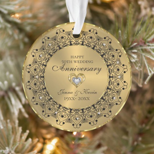 50ste Jubileum voor bruiloft zwartMandala op goud Ornament (Boom)