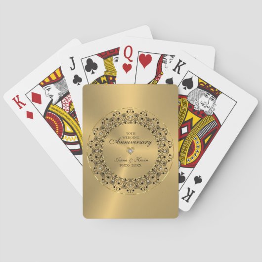 50ste Jubileum voor bruiloft zwartMandala op goud Pokerkaarten (Achterkant)