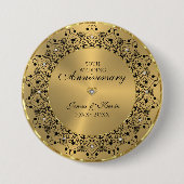 50ste Jubileum voor bruiloft zwartMandala op goud Ronde Button 7,6 Cm (Voorkant)