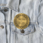 50ste Jubileum voor bruiloft zwartMandala op goud Ronde Button 7,6 Cm (In situ)