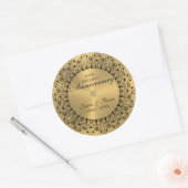 50ste Jubileum voor bruiloft zwartMandala op goud Ronde Sticker (Envelop)