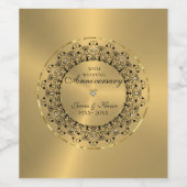 50ste Jubileum voor bruiloft zwartMandala op goud Wijn Etiket (Enkel label)