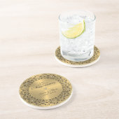 50ste Jubileum voor bruiloft zwartMandala op goud Zandsteen Onderzetter (Zijkant)