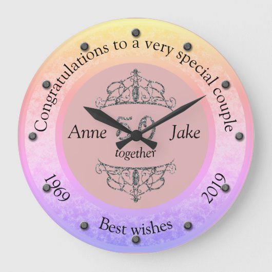 50ste Jubileum voor weddenschappen Gifts for Coupl Grote Klok (Voorkant)