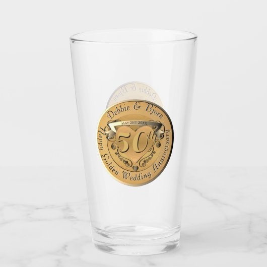 50ste Jubileum voor weddenschappen - Golden Emblee Glas (Voorkant)