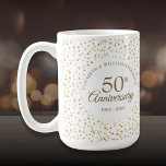 50ste Jubileum voor weddenschappen - Golden Hearts Koffiemok<br><div class="desc">Met een delicaat gouden hart. Pas je aan met je speciale gouden verjaardagsinformatie van 50 jaar in de goudbeker. Ontworpen door: Thisnotme©</div>