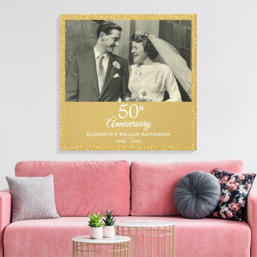 50ste Jubileum voor weddenschappen - Golden Love H Canvas Afdruk (Insitu (Woonkamer))