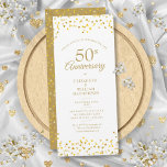 50ste Jubileum voor weddenschappen - Golden Love H Kaart<br><div class="desc">Met delicate gouden liefde harten confetti. Pas je aan met je speciale gouden verjaardagsinformatie van 50 jaar in de goudbeker. Ontworpen door: Thisnotme©</div>