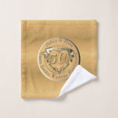 50ste Jubileum voor weddenschappen Golden Medallio Bad Handdoek (Wasdoekje)