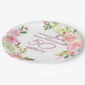 50ste Jubileum Waterverf Rozen Papieren Bordje (Gekanteld)