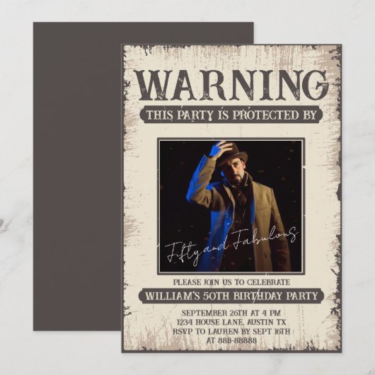 50ste Leuke Retro  Fitty en Fabulous Birthday Kaart (Voorkant / Achterkant)