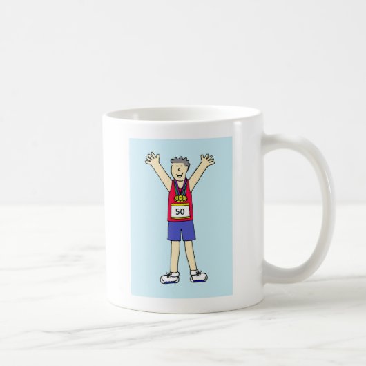 50ste marathon gefeliciteerd voor hem koffiemok (Rechts)