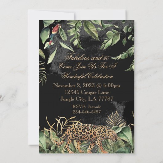 50ste Oerwoud Leopard verjaardag Kaart (Achterkant)