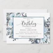 50ste (of andere) unieke blauwe bloemen verjaardag kaart (Voorkant)