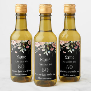 50ste of elke verjaardag, Mini Stilleven Bloemen D Wijn Etiket