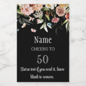 50ste of elke verjaardag, Mini Stilleven Bloemen D Wijn Etiket (Enkel label)