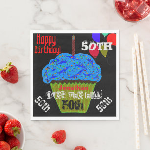 50ste Over the Hill Persoonlijke Blauwe Cupcake Servet