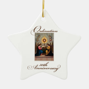 50ste priesterwijding engelen bij het altaar keramisch ornament