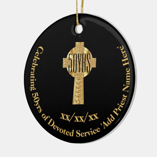 50ste priesterwijding Priester Gouden Jubileum Keramisch Ornament (Links)