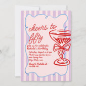 50ste Roze Kleurrijke Champagne Vijftig Foto Verja Kaart (Voorkant)