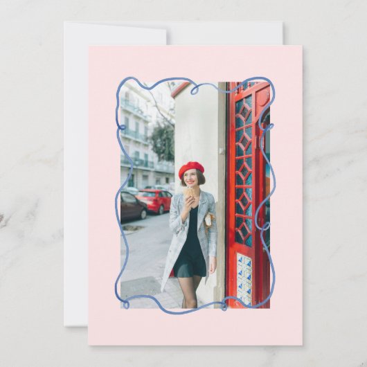 50ste Roze Kleurrijke Champagne Vijftig Foto Verja Kaart (Achterkant)