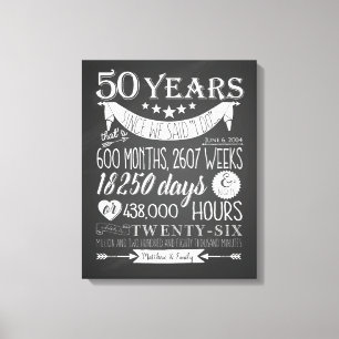 50ste trouwdag, bord, 50 jaar canvas afdruk